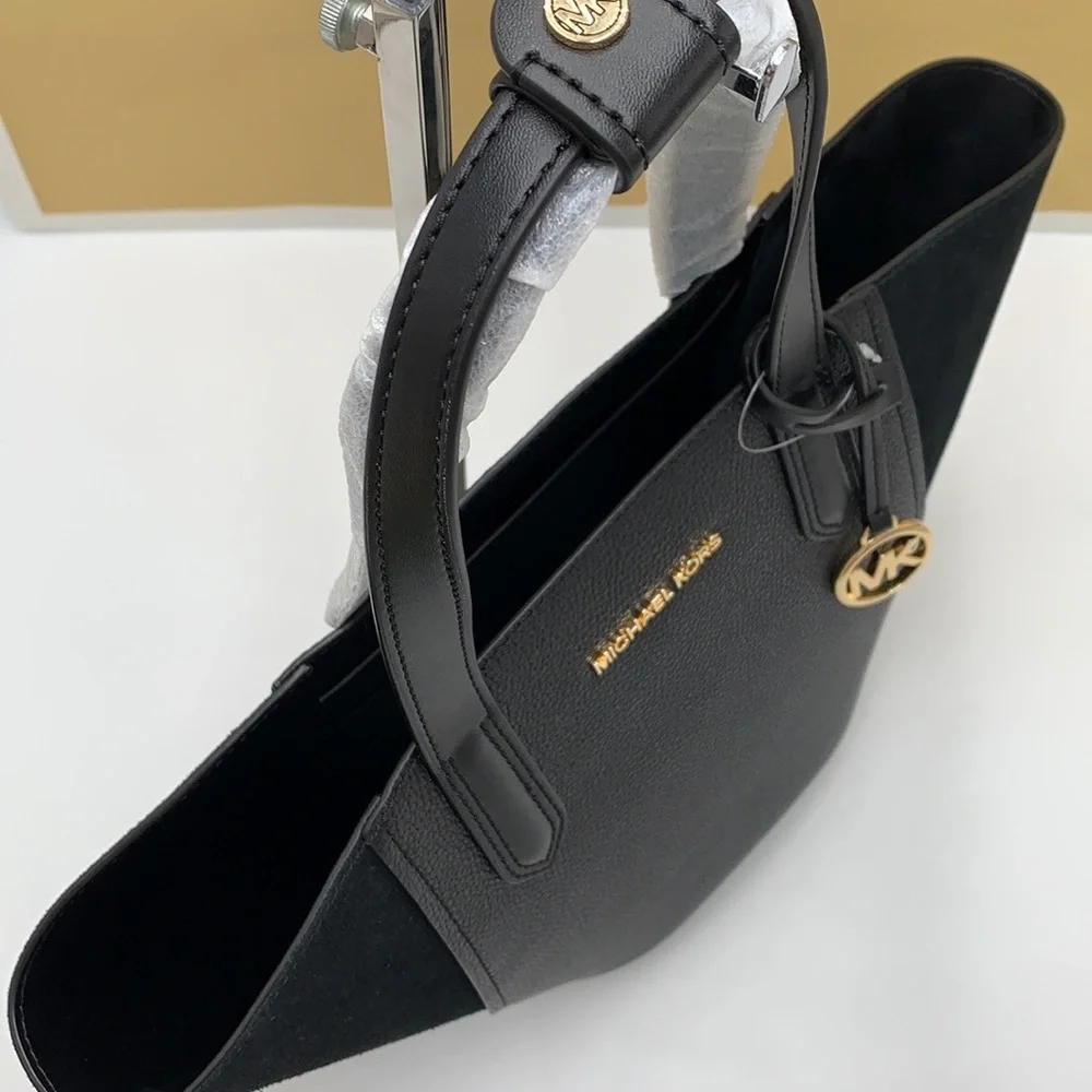 MICHAEL KORS PORTIA SMALL TOTE BLACK COLOR Pebbled leather/ suede